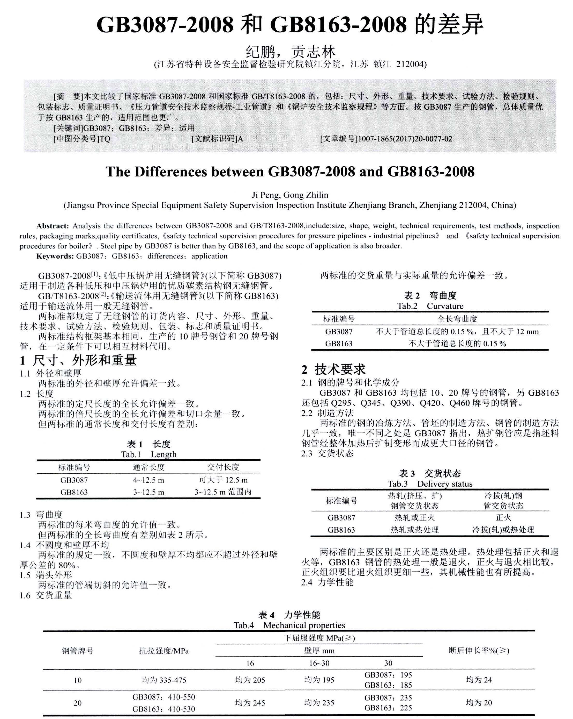 GB3087和GB/T8163的差異比較分析